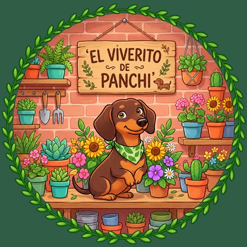 Logo de El viverito de Panchi: Panchi entre hojas y ladrillos